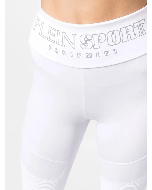 Philipp Plein White Statement Cotton-Blend Leggings