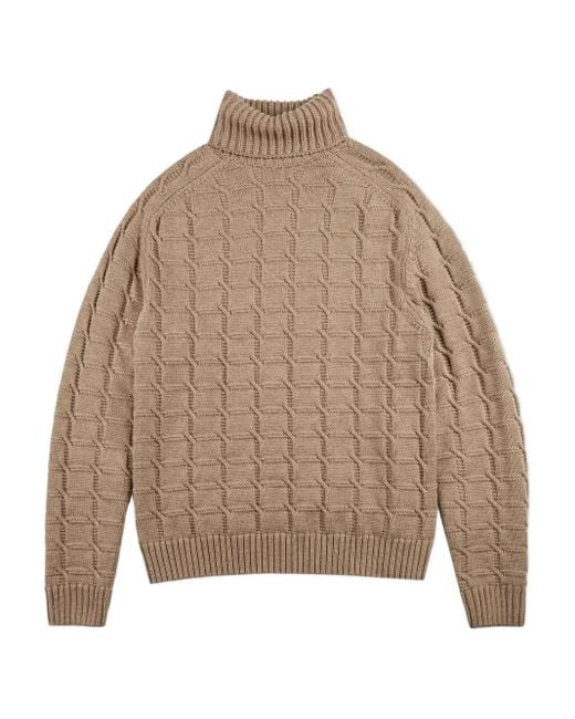 Zanone Cable-knit wool sweater in Natural für Herren