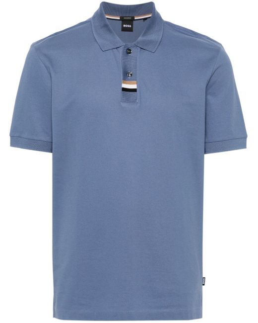 Boss Blue Piqué Cotton Polo Shirt for men