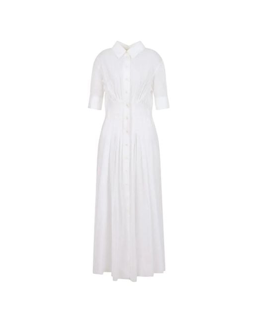 Marni White Poplin Shirt Dress With Gathering