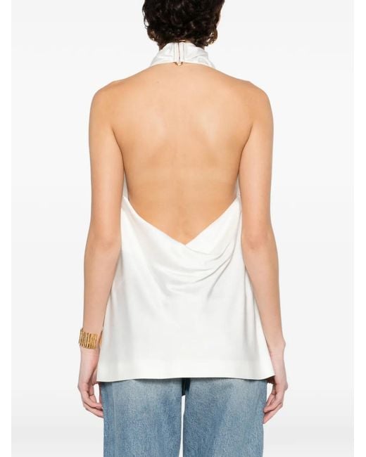 Stella McCartney White Satin Halterneck Top
