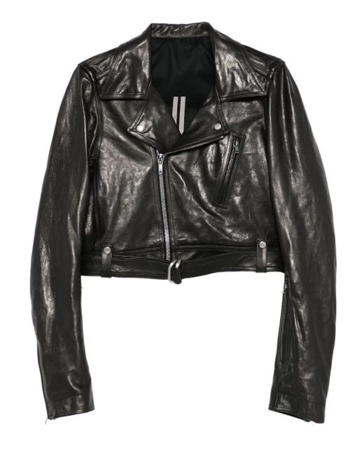 Veste En Cuir À Taille Ceinturée Rick Owens en coloris Black