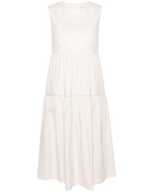 Peserico White Bead-detail Poplin Dress