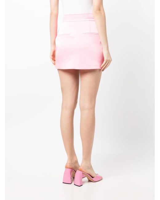 Alex Perry Pink High-Waisted Satin-Finish Skirt