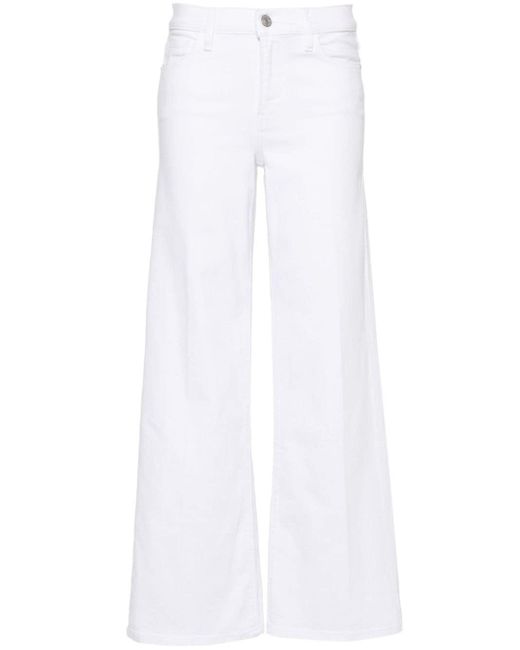 FRAME Palazzo High Waist Jeans Met Wijde Pijpen in het White
