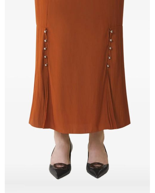 Lanvin Brown Jupe Plissée À Boutons Décoratifs