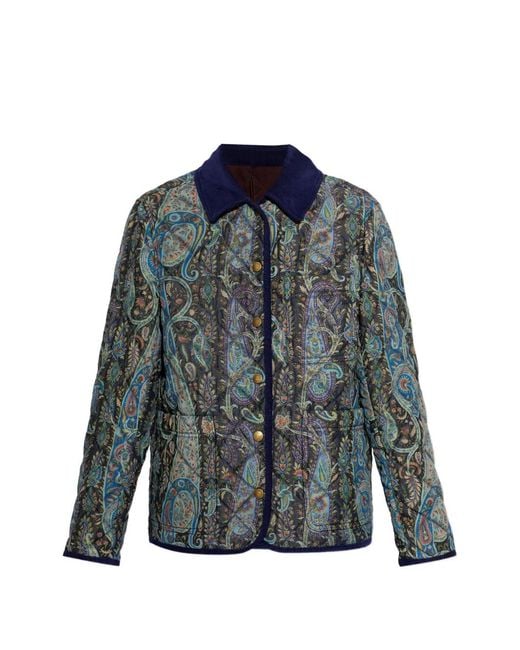 Etro Blue Paisley Collared Jacket