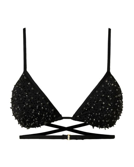 Twinset Black Haut De Bikini À Broderies