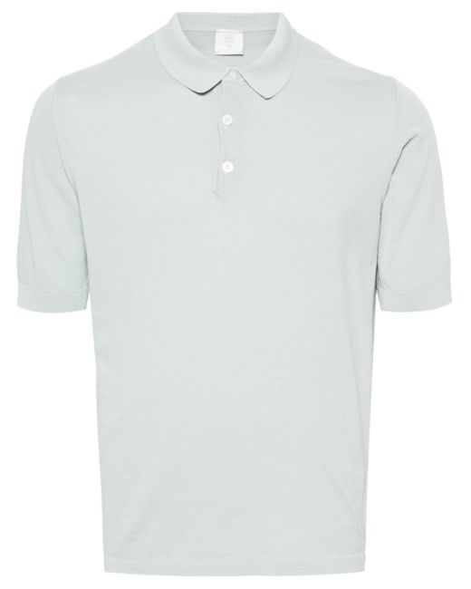 Eleventy Fine-ribbed Cotton Polo Shirt in het Natural voor heren