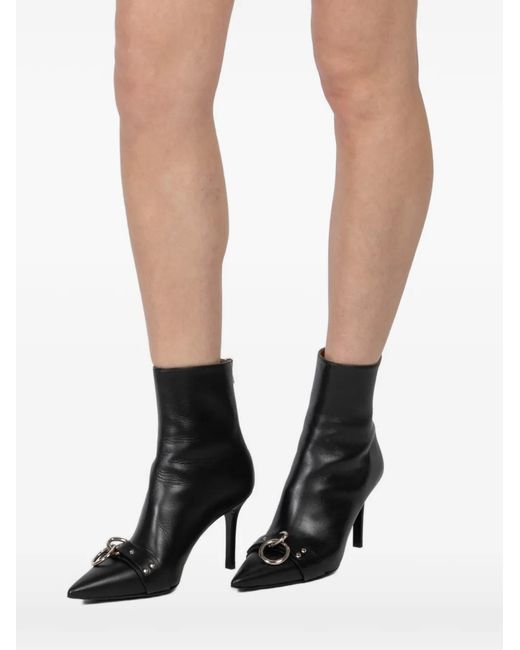R13 Black Ring-Detail Pointed Boots
