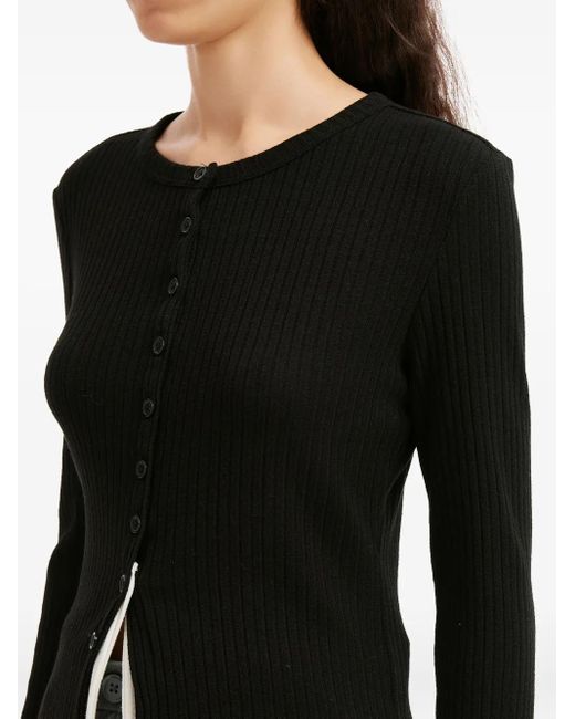 Mini Cream Black Button Ribbed Cardigan