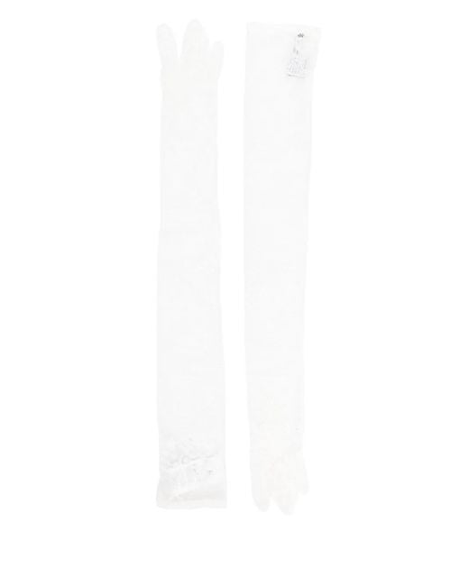 Guantes con encaje floral GIUSEPPE DI MORABITO de color White