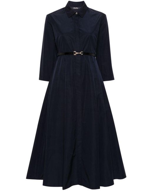 Max Mara Blue Emilia Faille Cotton-blend Dress