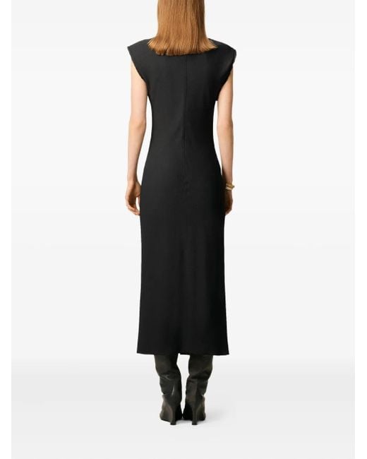 AMI Black Raw Edge Midi Dress