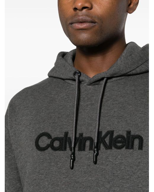 Calvin Klein Gray Raised Embroidered Logo Hoodie for men