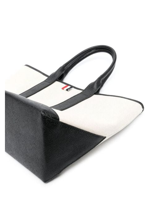Thom Browne Natural Rwb-Stripe Tote Bag