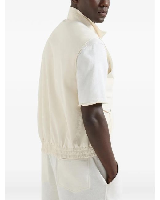 Brunello Cucinelli White Bonded Padded Gilet for men