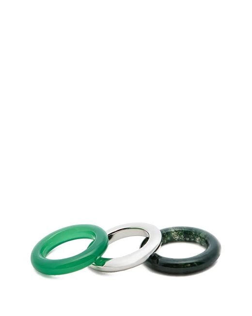 BY PARIAH Green Stackable Rings
