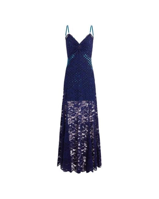 Rabanne Blue Trompe-L'Œil Lace Dress