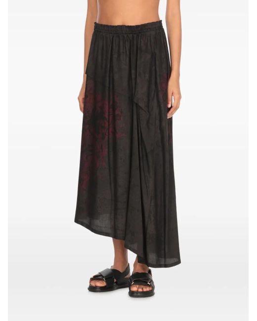 Y's Yohji Yamamoto Black Elastic-Waist Asymmetric Skirt
