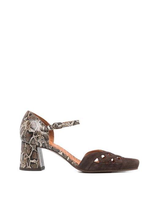 Chie Mihara Brown Airma Snakeskin-Effect Heeled Pumps