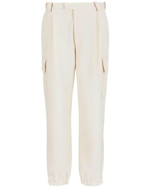 Emporio Armani White Cargo Trousers for men