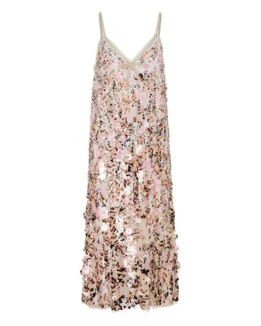 Vestido Midi Con Lentejuelas Marni de color Natural