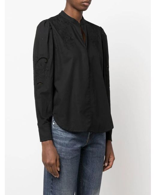 Rag & Bone Black Jade Long-Sleeve Blouse