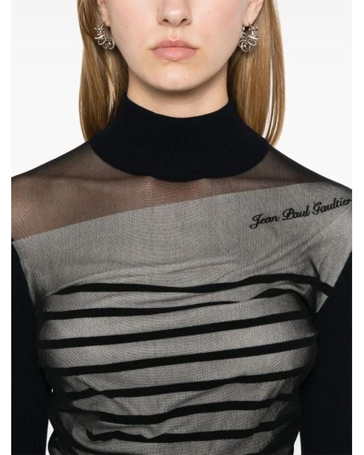 Jean Paul Gaultier Black Ribbed Marinier Double Mini Dress