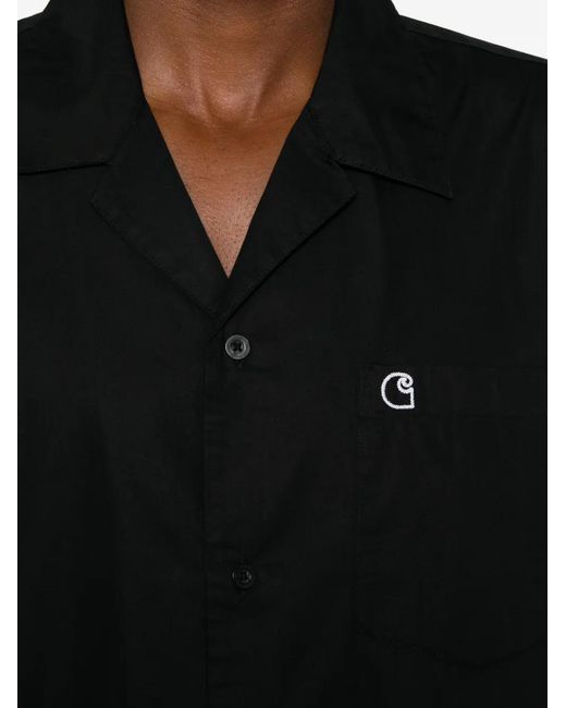 Carhartt Black Kendry Logo-Embroidered Short-Sleeve Cotton Shirt for men
