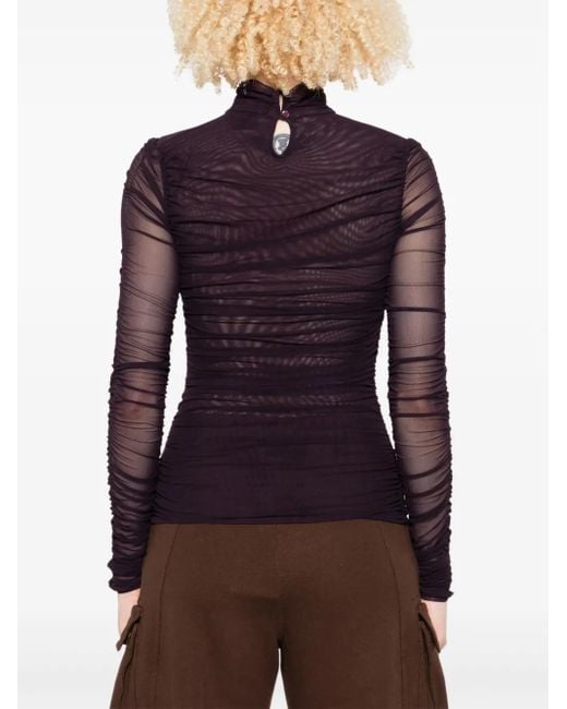 Top de malla con cuello alto FEDERICA TOSI de color Black