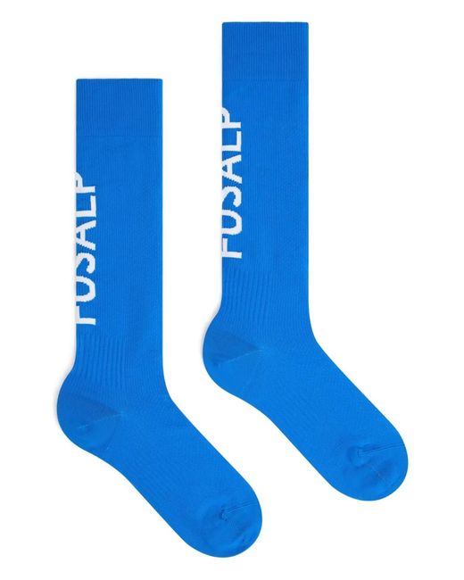 Fusalp Blue Jacquard-Logo Socks