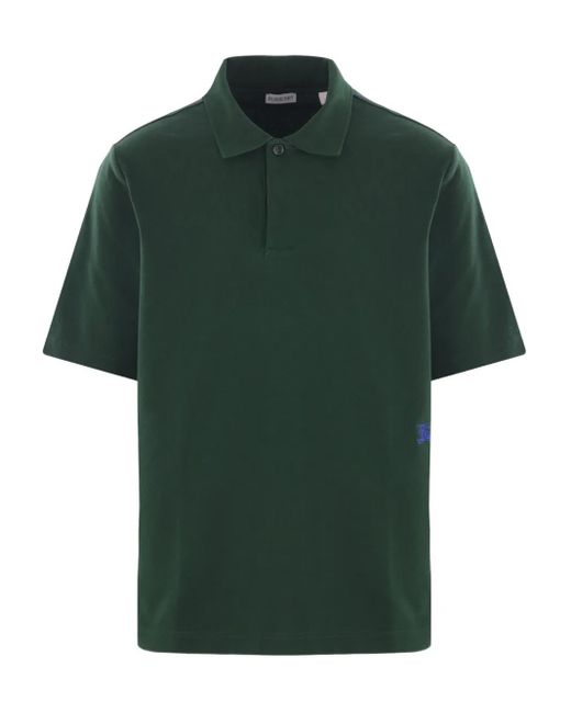 Burberry Green Embroidered-Logo Polo Shirt for men