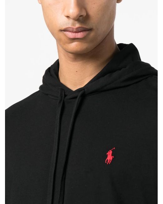 Polo Ralph Lauren Black Polo Pony-Embroidered Cotton Hoodie for men