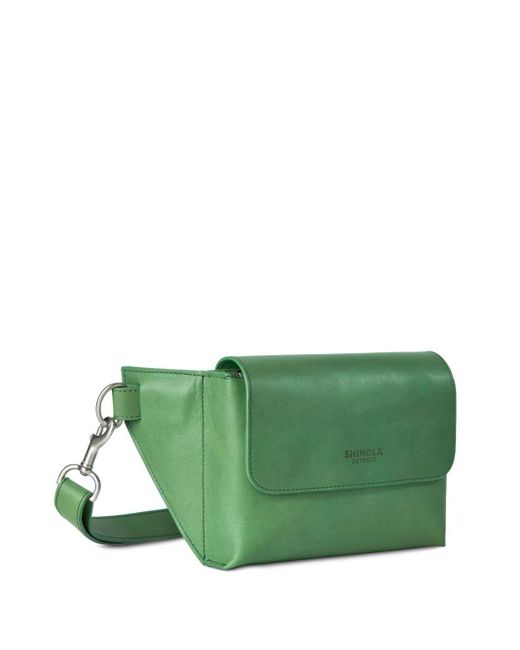 Shinola Green Logo-debossed Leather Belt Bag