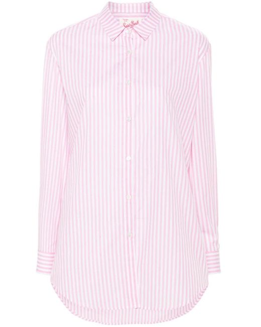 Mc2 Saint Barth Pink Striped Cotton Shirt
