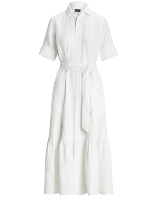 Polo Ralph Lauren White Hemdkleid aus Leinen