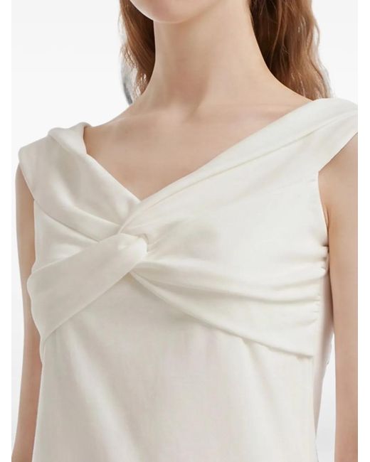 B+ AB White Twist-Detail Off-Shoulder Top