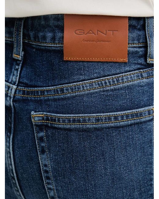 Gant Blue Logo-Patch Flared Jeans