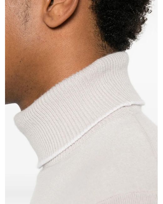 Eleventy White Roll-Neck Cashmere Sweater for men