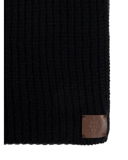 Eleventy Black Ribbed Scarf for men