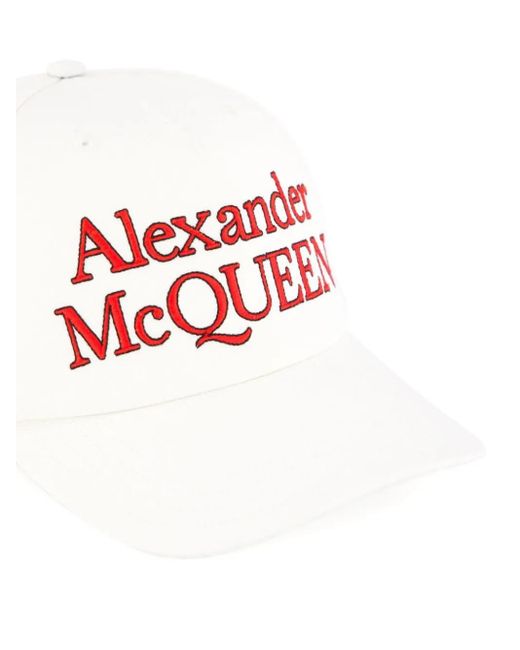 McQueen White Logo Print Cap for men