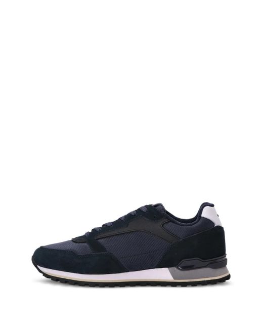 Boss Blue Suede-Trimmed Mesh Sneakers for men