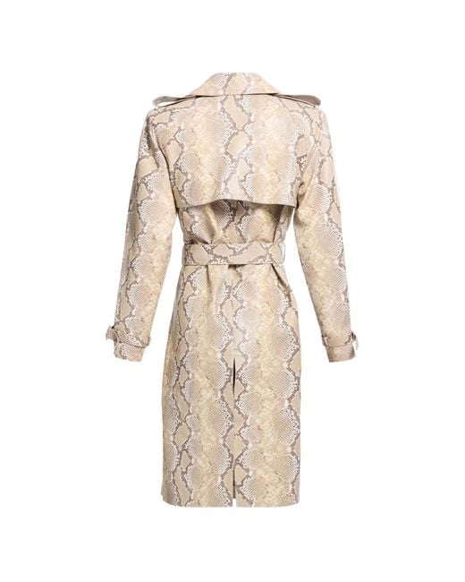 Elie Saab Natural Python-Print Double-Breasted Coat