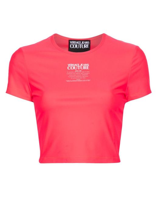 Versace Cropped T-shirt Met Logoprint in het Pink