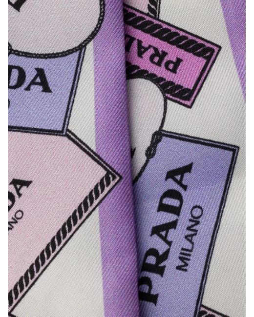 Prada Purple Printed Twill Scarf