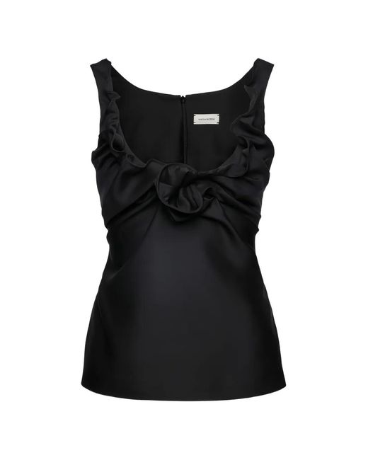 Magda Butrym Black Ruffled Sleeveless Top