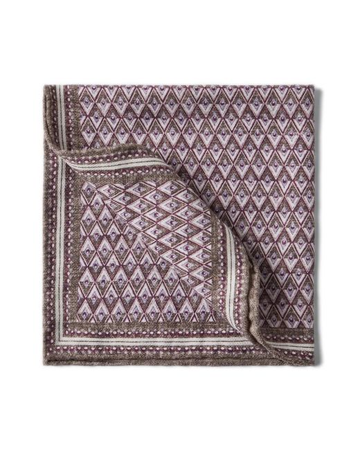 Brunello Cucinelli Purple Geometric-Pattern Silk Pocket Square for men