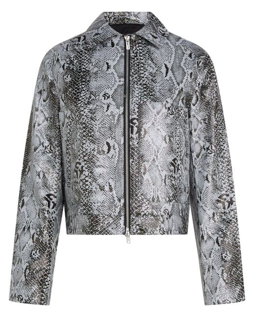 Veste En Cuir A Effet Peau De Serpent Karl Lagerfeld en coloris Gris Lyst