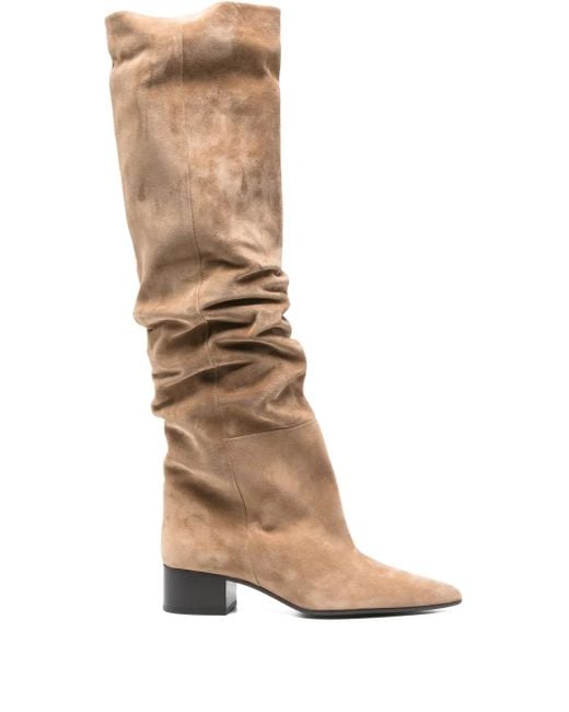 Khaite White Andee Overknee-Stiefel aus Wildleder 40mm